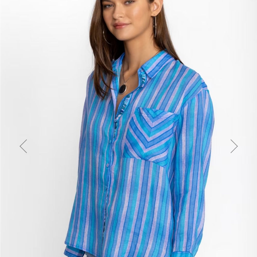 Johnny Was Stripe Linen Shirt
